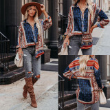 21 autumn new positioning printing ethnic style temperament commuter shirt Europe and America S21S5037