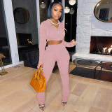 Fleece sweater solid color pile pants casual two-piece suit Q21S992