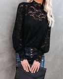 New product fall/winter stand-up collar commuter lace top (with lining) S21Y5048