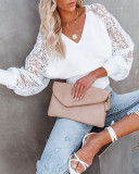 V-neck lace thread stitching commuter sexy top S21Y5047