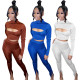Autumn long-sleeved stand-up collar, two-piece hollow sexy slit Q21S983