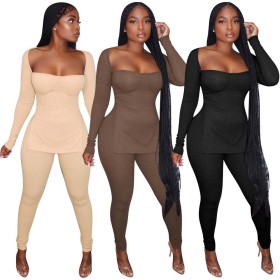 New women's clothing high-end pit strip fabric fashion side split two-piece suit z9140