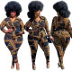 Large size casual printing two-piece slim fit J21Y6090