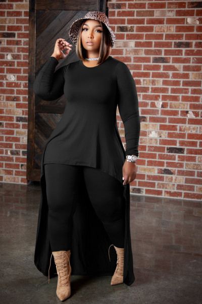 Women's solid color casual irregular two-piece suit JR3662