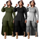 Women's solid color casual irregular two-piece suit JR3662