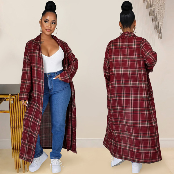 Fashion women's plaid cloak long sleeve long skirt women X5519