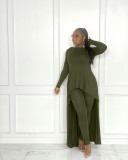 Women's solid color casual irregular two-piece suit JR3662