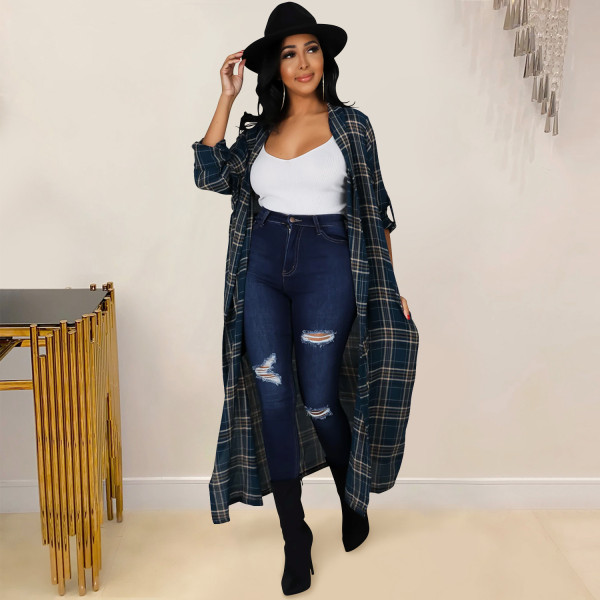 Fashion women's plaid cloak long sleeve long skirt women X5519