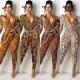 Fashion digital printing V-neck long-sleeved trousers two-piece female without belt C5296