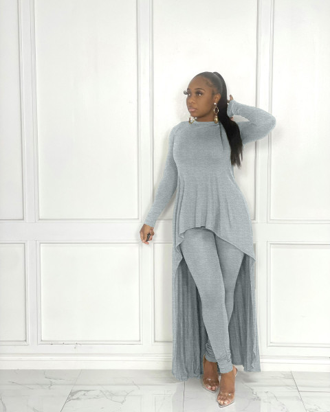 Women's solid color casual irregular two-piece suit JR3662