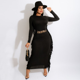Sexy women's solid color fringed skirt Y461