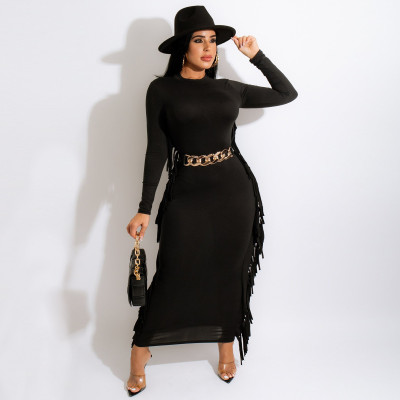 Sexy women's solid color fringed skirt Y461