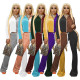 Women's Korean Fleece Contrasting Color Long Sleeve Jacket Slim Flared Pants Set TS1178