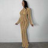 Fashion new sexy nightclub hot drilling mesh see-through long-sleeved dress X5351
