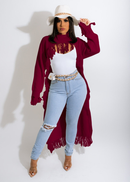 New Women's Long Fringed Sweater TS1188