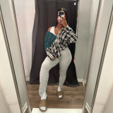 Women's fashion casual stitching plaid shirt long-sleeved jacket GH 071