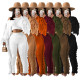 New women's casual solid color knitted long-sleeved tassel suit TS1186