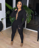 New sexy solid color metal chain jumpsuit YD8551