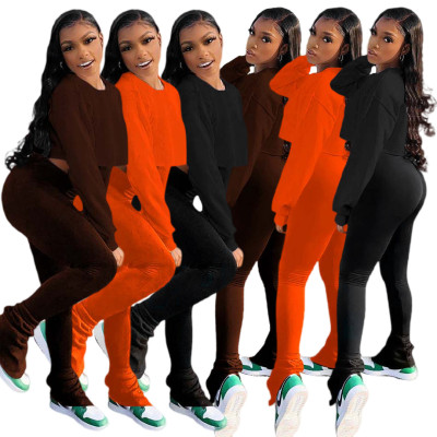 New style casual open waist split pile pants two-piece suit YD8544