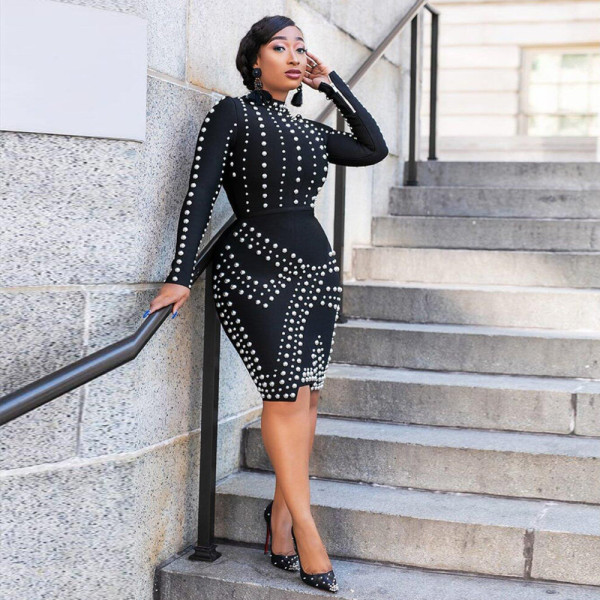 Sexy long sleeve slim dress nightclub VK2257