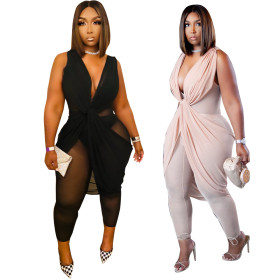 Women's sexy net gauze dress style jumpsuit F8108