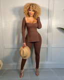 2021 autumn and winter women's fashion long-sleeved high-slit blouse G0433