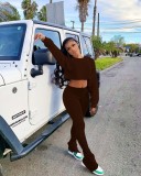 New style casual open waist split pile pants two-piece suit YD8544