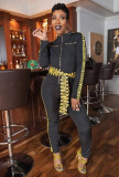 Women's sexy letter print strip stitching jumpsuit G0500