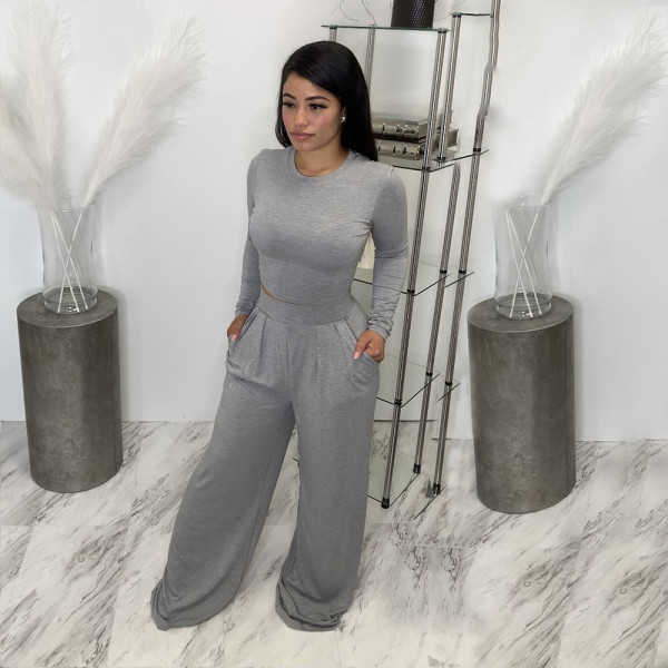 Women's clothing pure color casual temperament mopping long two-piece suit F8107-1