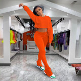 New style casual open waist split pile pants two-piece suit YD8544