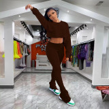 New style casual open waist split pile pants two-piece suit YD8544