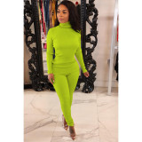 New casual simple pit strip high collar two-piece suit YD8552