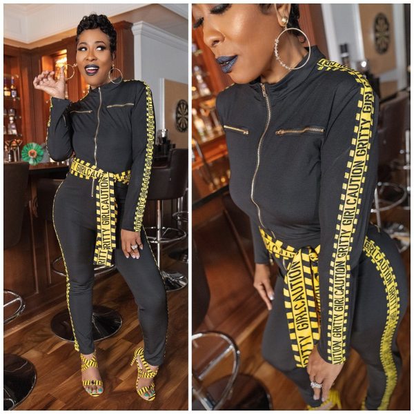Women's sexy letter print strip stitching jumpsuit G0500