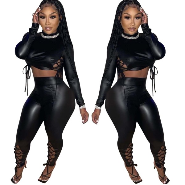 New product temperament self-cultivation strap PU suit two-piece suit FE190