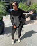 New casual simple solid color velvet two-piece suit YD8543