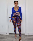 New fashion sexy mesh printing two-piece suit YD8538