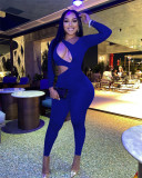 New sexy fashion solid color open waist jumpsuit FE177