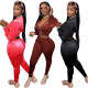 New fashion casual two-piece gold velvet with hood YD8535
