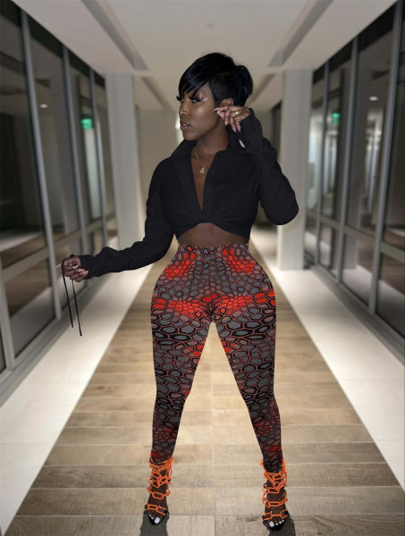 Women's new fashion sexy tight-fitting printing two-piece suit FE197