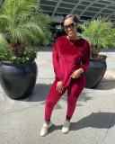 New casual simple solid color velvet two-piece suit YD8543
