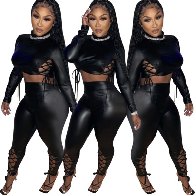 New product temperament self-cultivation strap PU suit two-piece suit FE190