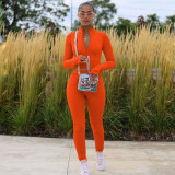 Women's sexy solid color sweater velvet long-sleeved multicolor sports two-piece suit YD8528