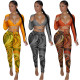 New fashion sexy mesh printing two-piece suit YD8538
