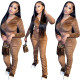 New velvet waistless ruffled hooded two-piece suit FE194
