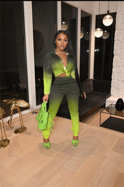 New fashion gradient color casual two-piece suit FE185
