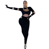 New sexy slim fit looped solid color jumpsuit FE191