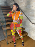 New fashion sexy slim positioning printing jumpsuit FE195