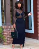 New fashion see-through mesh top and skirt two-piece suit YD8540