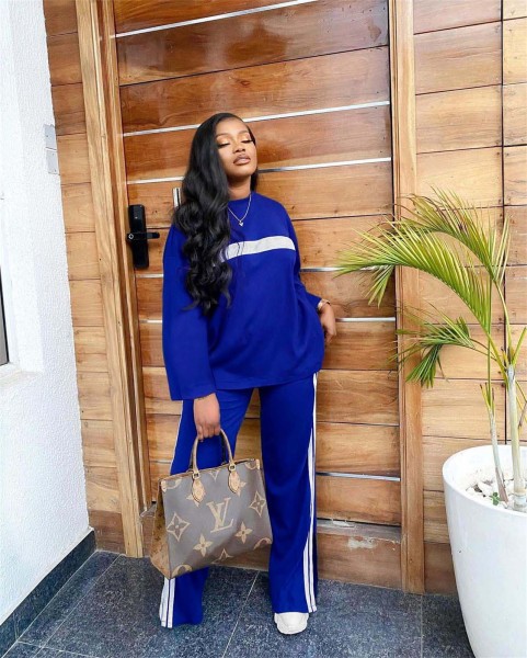 New urban casual loose solid color two-piece suit FE199