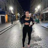 New sexy slim fit looped solid color jumpsuit FE191